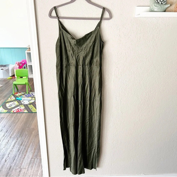 Anthropologie Dress Women's XL Elyse Green Bias Slip Midi HOCO Special Occasion - Picture 3 of 11